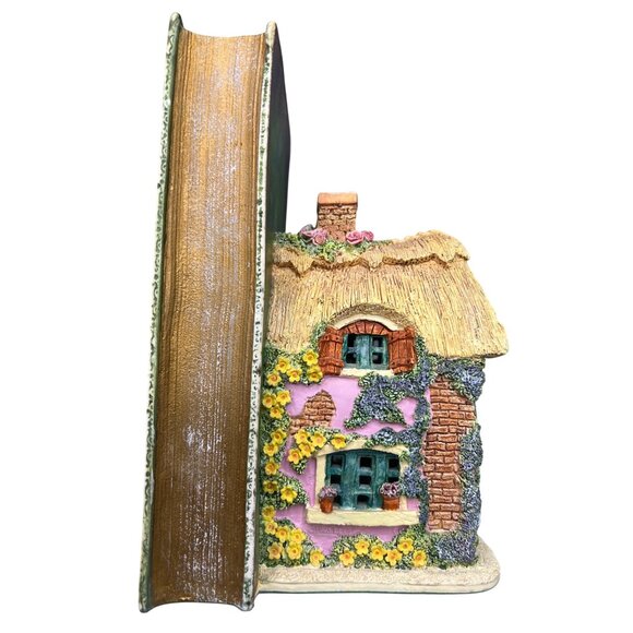 Lilliput Lane Foxton Folk Bookworm Cottage Bookend Kay Baker 1995 Floral Design - Picture 2 of 12